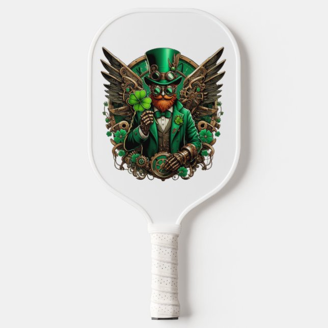 Saint Patrick's Day steampunk clover Pickleball Paddle (Front)