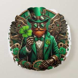 Saint Patrick's Day steampunk clover Round Cushion