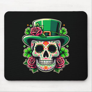 Saint Patricks Day Sugar Skull La Catrina St Peddy Mouse Pad
