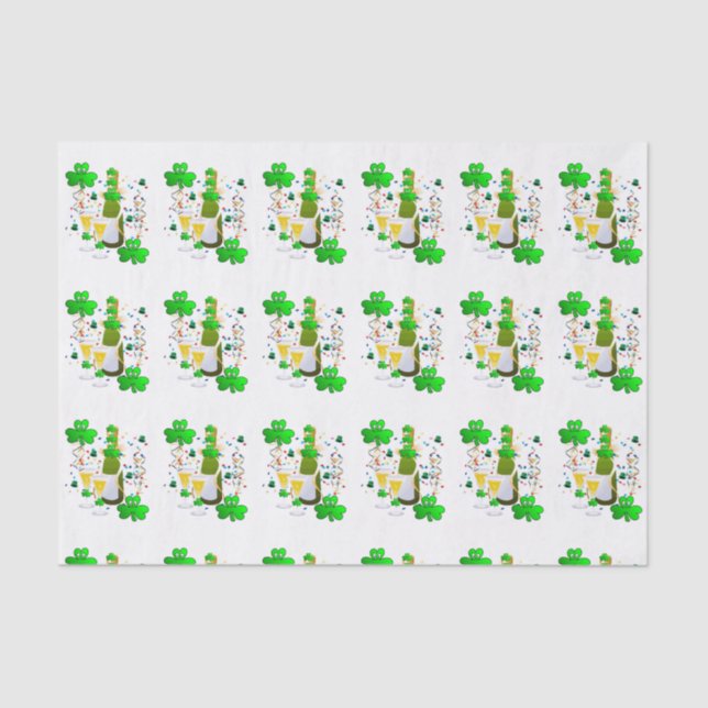 Saint Patrick's Day Tissue Paper Clover Wine (Front)