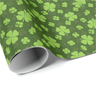 SAINT PATRICKS FOUR LEAF CLOVER WRAPPING PAPER