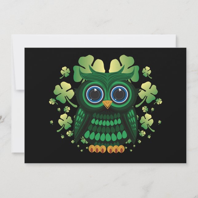 Saint Patrick's Owl Holiday Card (Front)