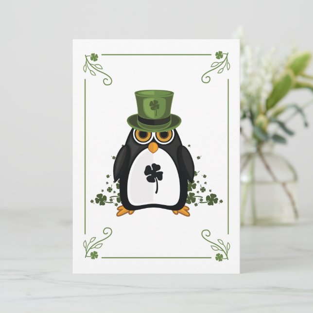 Saint Patrick's Penguin Holiday Card (Standing Front)