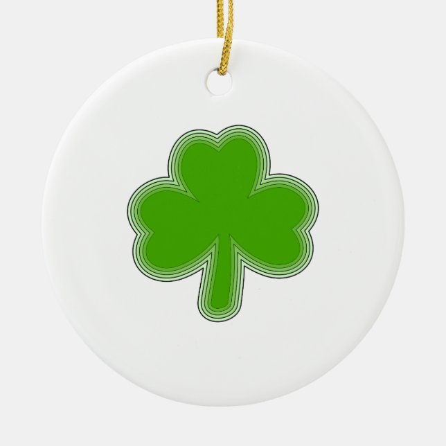 Saint Patrick's Shamrock Drawing Ceramic Tree Decoration (Front)
