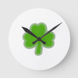 Saint Patrick's Shamrock Drawing Round Clock