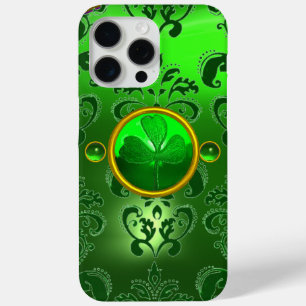 SAINT PATRICK'S SHAMROCK GREEN DAMASK iPhone 15 PRO MAX CASE