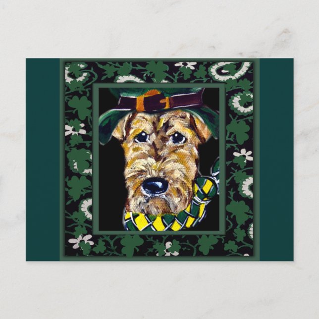 Saint Patty Airedale Postcard (Front)