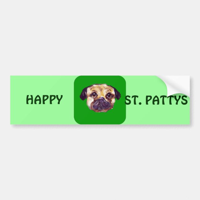SAINT PATTY PUG BUMPER STICKER (Front)