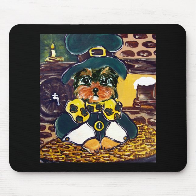 Saint Patty Yorkie Poo Mouse Pad (Front)
