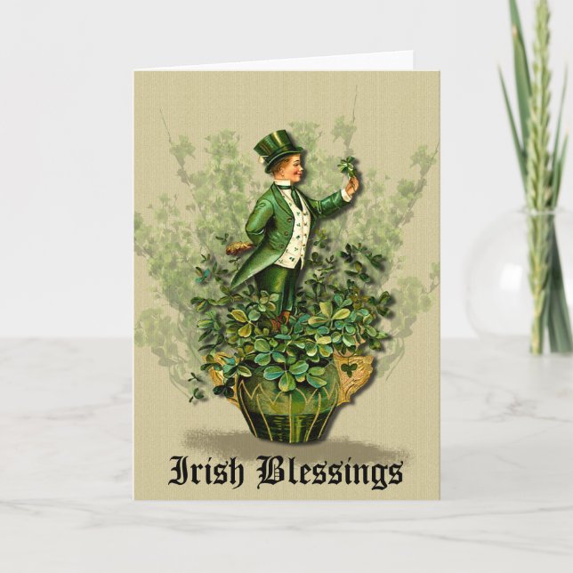 Saint Patty's Day Gent- irish Blessings Greetings Card (Front)