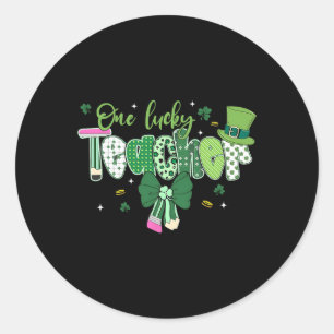 Saint Pattys St Patrick Day Shamrock One Lucky Tea Classic Round Sticker