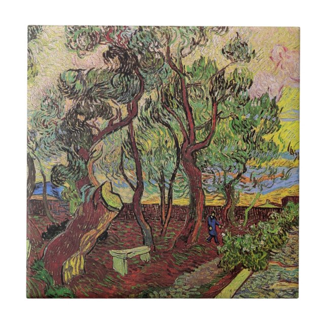 Saint Paul Hospital and Garden by Vincent van Gogh Ceramic Tile (Front)