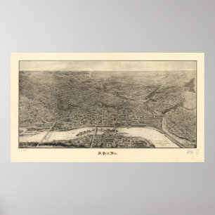 Saint Paul Minnesota 1906 Antique Panoramic Map Poster