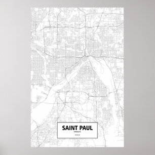 Saint Paul, Minnesota (black on white) Poster
