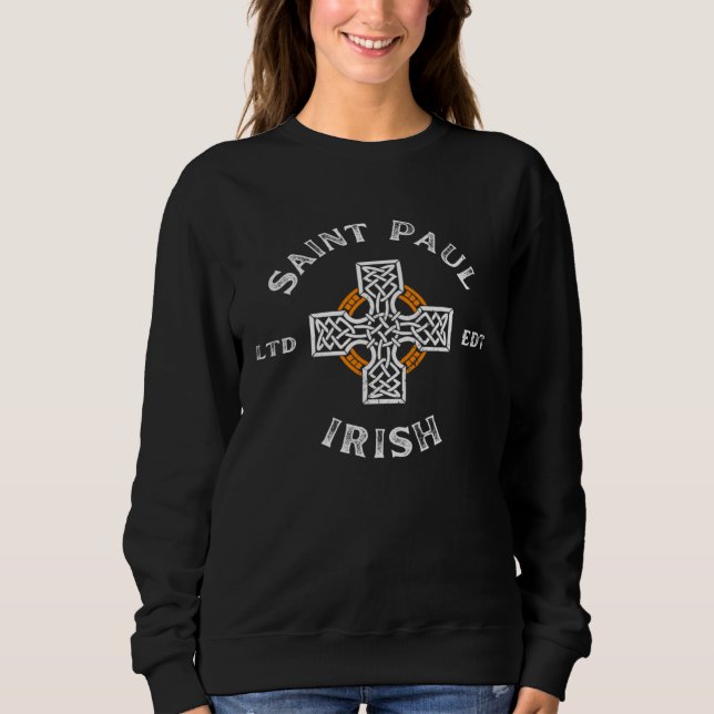 SAINT PAUL MINNESOTA Irish American Cross Badge Sweatshirt (Front)