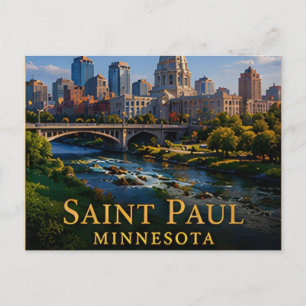 Saint Paul Minnesota Mississippi River & Capitol Postcard