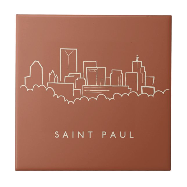 Saint Paul, Minnesota Skyline Ceramic Tile (Front)