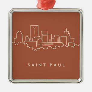 Saint Paul, Minnesota Skyline Metal Ornament