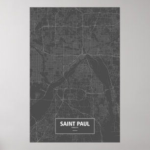 Saint Paul, Minnesota (white on black) Poster