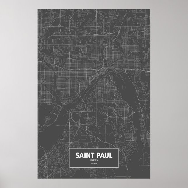 Saint Paul, Minnesota (white on black) Poster (Front)