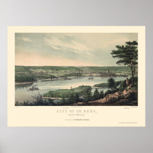 Saint Paul, MN Panoramic Map - 1853 Poster