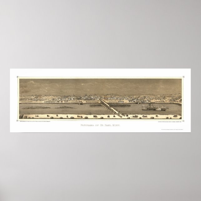 Saint Paul, MN Panoramic Map - 1873 Poster (Front)