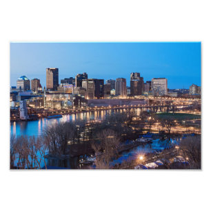 saint paul skyline and riverfront at night photo print
