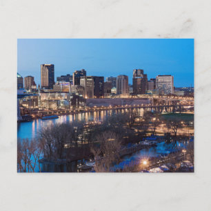 saint paul skyline and riverfront at night postcar postcard