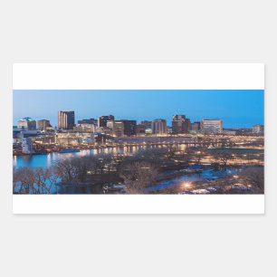 saint paul skyline and riverfront at night rectangular sticker
