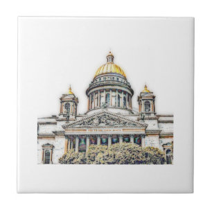 Saint Petersburg City Russia Architecture Sketch Ceramic Tile
