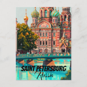Saint Petersburg Poster Russia Travel Print Vintag Postcard