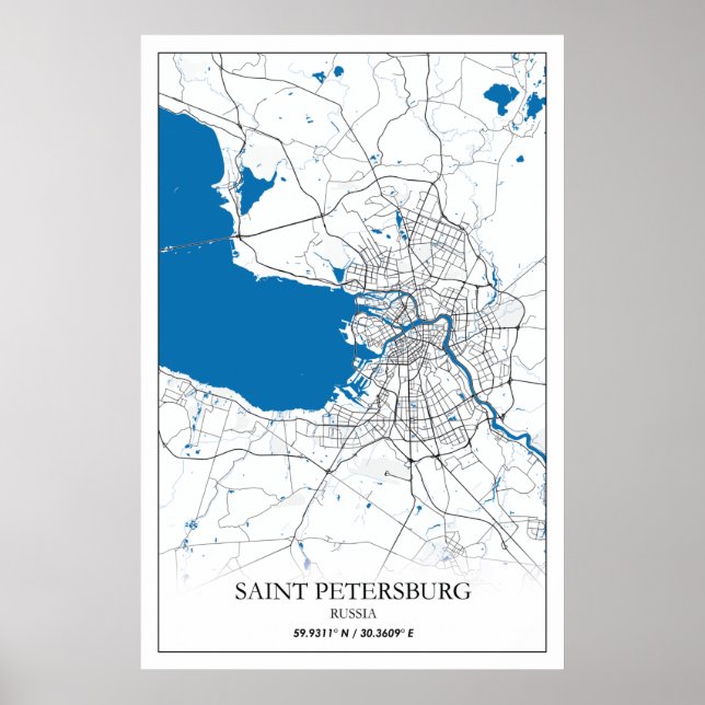Saint Petersburg Russia City Map Travel Simple Poster (Front)