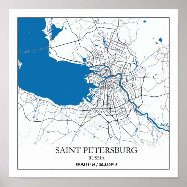 Saint Petersburg Russia City Map Travel Simple Poster (Front)