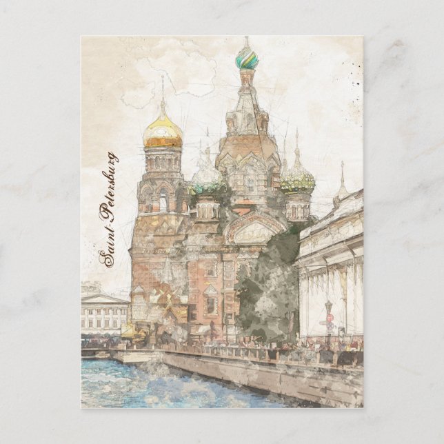 Saint Petersburg, Russia – Elegant Announcement  Postcard (Front)