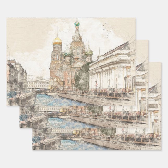 Saint Petersburg Russia Wrapping Paper – Elegant  (Set)