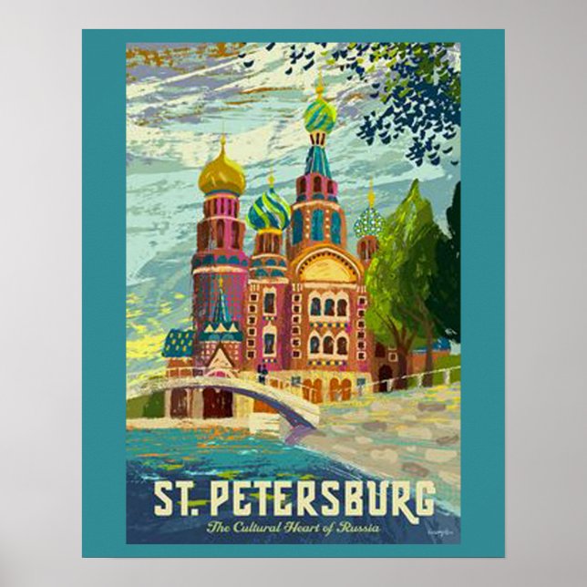 Saint Petersburg Vintage Travel Poster (Front)
