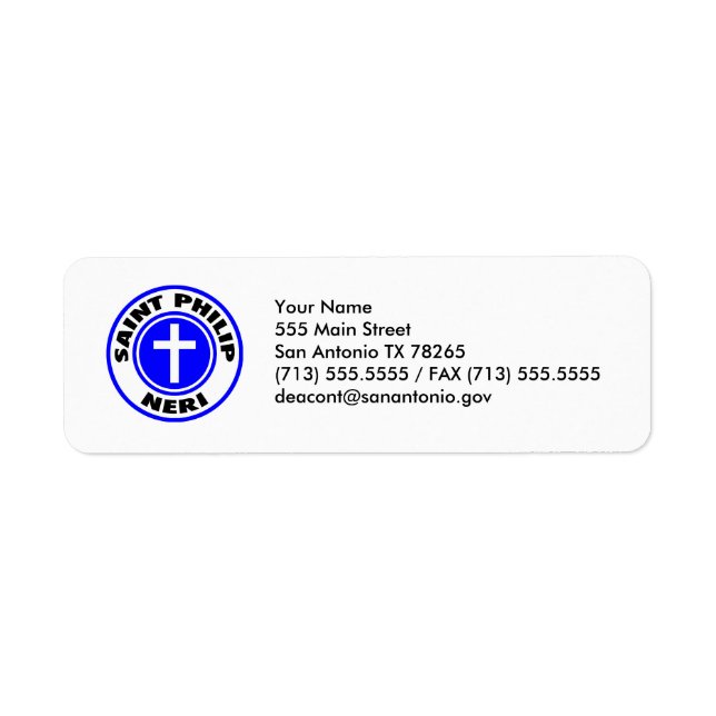 Saint Philip Neri Return Address Label (Front)