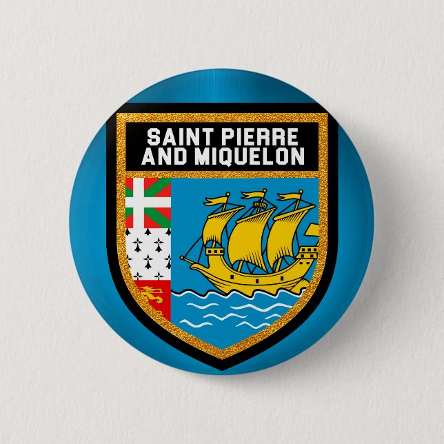 Saint Pierre And Miquelon Flag 6 Cm Round Badge (Front)