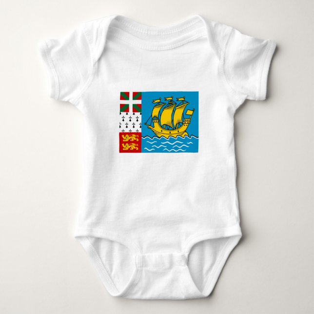 Saint Pierre and Miquelon Flag Baby Bodysuit (Front)