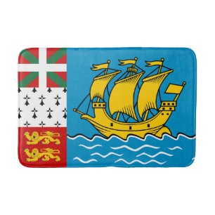 Saint Pierre and Miquelon Flag Bath Mat