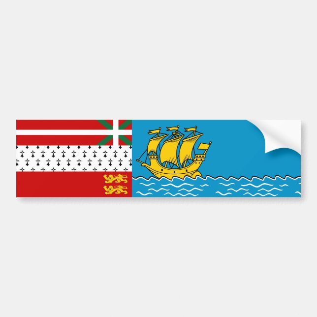 Saint Pierre and Miquelon Flag Bumper Sticker (Front)