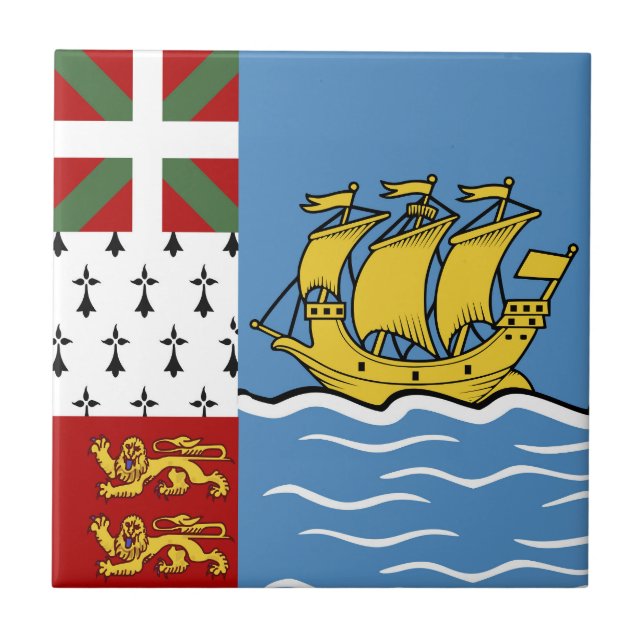 Saint Pierre and Miquelon flag Ceramic Tile (Front)