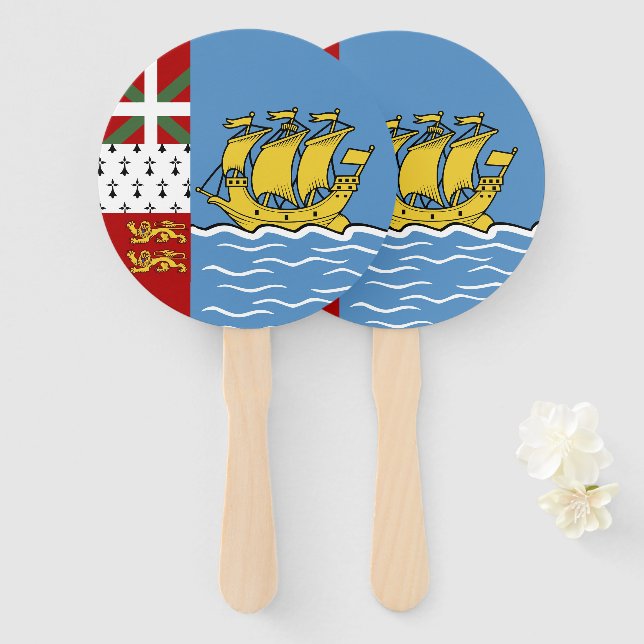 Saint Pierre and Miquelon flag Hand Fan (Front and Back)