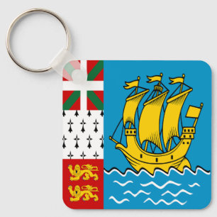 Saint Pierre and Miquelon Flag Key Ring