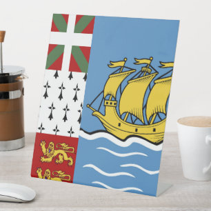 Saint Pierre and Miquelon flag Pedestal Sign