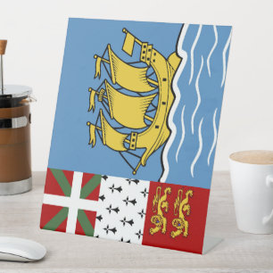 Saint Pierre and Miquelon flag Pedestal Sign