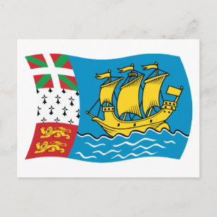 Saint Pierre And Miquelon Flag Postcard