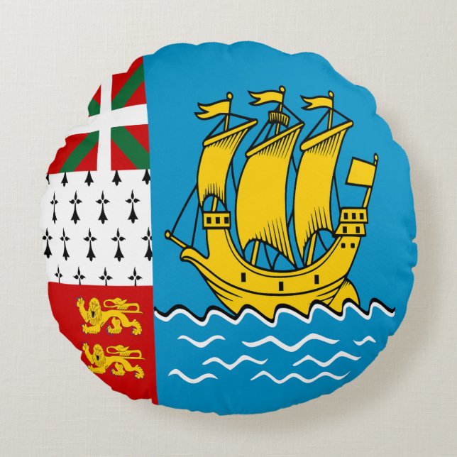 Saint Pierre and Miquelon Flag Round Cushion (Front)