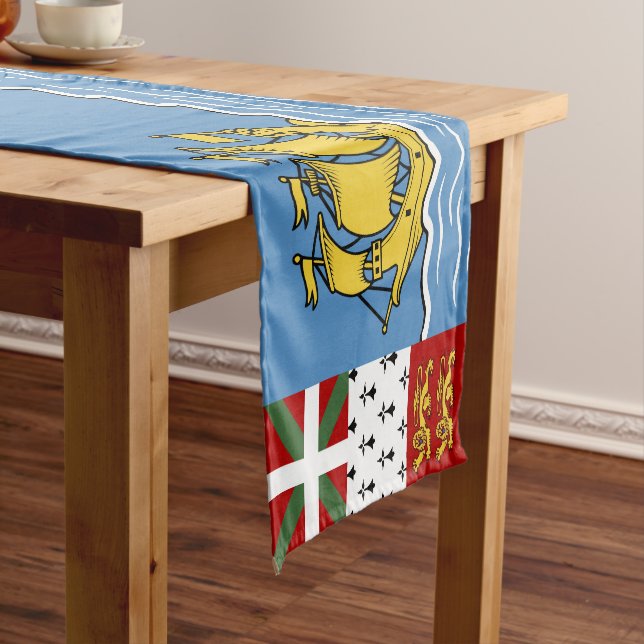 Saint Pierre and Miquelon flag Short Table Runner (In Situ)
