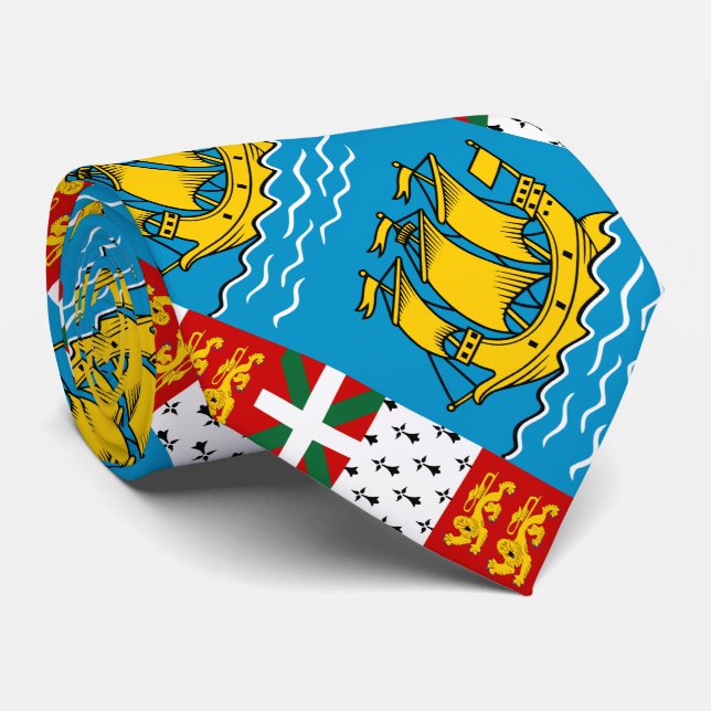 Saint Pierre and Miquelon Flag Tie (Rolled)